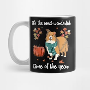 Sheltie Dog Autumn Fall Most Wonderful Time Maple Gift Mug